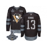 Men's Adidas Pittsburgh Penguins #13 Nick Bonino Premier Black 1917-2017 100th Anniversary 2017 Stanley Cup Champions NHL Jersey