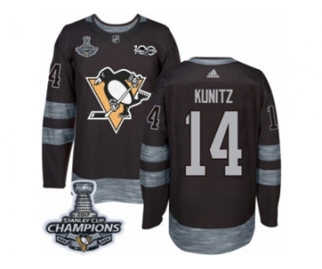 Men's Adidas Pittsburgh Penguins #14 Chris Kunitz Premier Black 1917-2017 100th Anniversary 2017 Stanley Cup Champions NHL Jersey