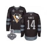 Men's Adidas Pittsburgh Penguins #14 Chris Kunitz Premier Black 1917-2017 100th Anniversary 2017 Stanley Cup Final NHL Jersey