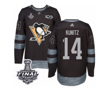 Men's Adidas Pittsburgh Penguins #14 Chris Kunitz Premier Black 1917-2017 100th Anniversary 2017 Stanley Cup Final NHL Jersey