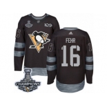 Men's Adidas Pittsburgh Penguins #16 Eric Fehr Premier Black 1917-2017 100th Anniversary 2017 Stanley Cup Champions NHL Jersey