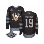 Men's Adidas Pittsburgh Penguins #19 Bryan Trottier Premier Black 1917-2017 100th Anniversary 2017 Stanley Cup Champions NHL Jersey