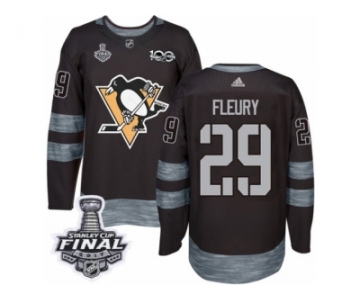 Men's Adidas Pittsburgh Penguins #29 Marc-Andre Fleury Premier Black 1917-2017 100th Anniversary 2017 Stanley Cup Final NHL Jersey