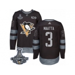 Men's Adidas Pittsburgh Penguins #3 Olli Maatta Authentic Black 1917-2017 100th Anniversary 2017 Stanley Cup Champions NHL Jersey