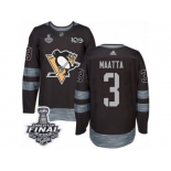 Men's Adidas Pittsburgh Penguins #3 Olli Maatta Premier Black 1917-2017 100th Anniversary 2017 Stanley Cup Final NHL Jersey