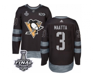 Men's Adidas Pittsburgh Penguins #3 Olli Maatta Premier Black 1917-2017 100th Anniversary 2017 Stanley Cup Final NHL Jersey