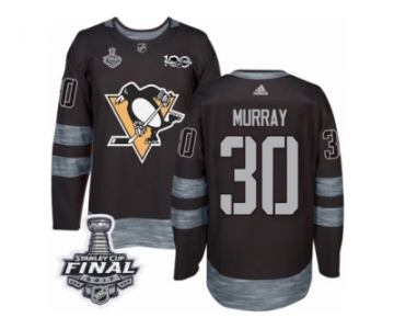 Men's Adidas Pittsburgh Penguins #30 Matt Murray Premier Black 1917-2017 100th Anniversary 2017 Stanley Cup Final NHL Jersey