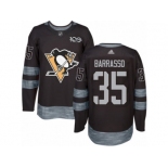 Men's Adidas Pittsburgh Penguins #35 Tom Barrasso Authentic Black 1917-2017 100th Anniversary NHL Jersey