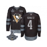 Men's Adidas Pittsburgh Penguins #4 Justin Schultz Premier Black 1917-2017 100th Anniversary 2017 Stanley Cup Champions NHL Jersey