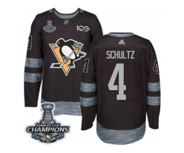 Men's Adidas Pittsburgh Penguins #4 Justin Schultz Premier Black 1917-2017 100th Anniversary 2017 Stanley Cup Champions NHL Jersey