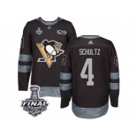 Men's Adidas Pittsburgh Penguins #4 Justin Schultz Premier Black 1917-2017 100th Anniversary 2017 Stanley Cup Final NHL Jersey