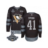 Men's Adidas Pittsburgh Penguins #41 Daniel Sprong Premier Black 1917-2017 100th Anniversary 2017 Stanley Cup Champions NHL Jersey