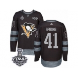 Men's Adidas Pittsburgh Penguins #41 Daniel Sprong Premier Black 1917-2017 100th Anniversary 2017 Stanley Cup Final NHL Jersey