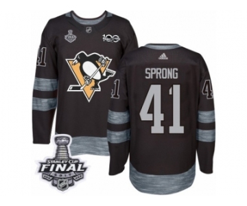 Men's Adidas Pittsburgh Penguins #41 Daniel Sprong Premier Black 1917-2017 100th Anniversary 2017 Stanley Cup Final NHL Jersey