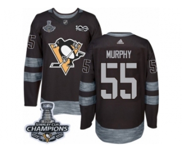 Men's Adidas Pittsburgh Penguins #55 Larry Murphy Premier Black 1917-2017 100th Anniversary 2017 Stanley Cup Champions NHL Jersey