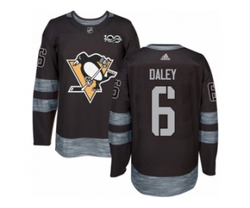 Men's Adidas Pittsburgh Penguins #6 Trevor Daley Authentic Black 1917-2017 100th Anniversary NHL Jersey