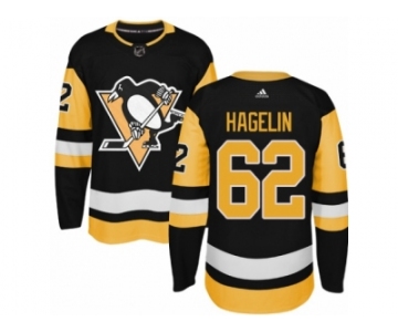 Men's Adidas Pittsburgh Penguins #62 Carl Hagelin Authentic Black Home NHL Jersey