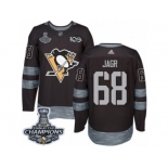 Men's Adidas Pittsburgh Penguins #68 Jaromir Jagr Premier Black 1917-2017 100th Anniversary 2017 Stanley Cup Champions NHL Jersey