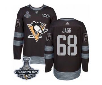 Men's Adidas Pittsburgh Penguins #68 Jaromir Jagr Premier Black 1917-2017 100th Anniversary 2017 Stanley Cup Champions NHL Jersey