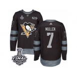 Men's Adidas Pittsburgh Penguins #7 Joe Mullen Premier Black 1917-2017 100th Anniversary 2017 Stanley Cup Final NHL Jersey