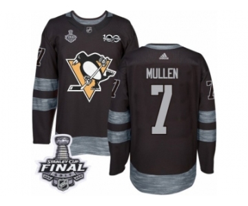 Men's Adidas Pittsburgh Penguins #7 Joe Mullen Premier Black 1917-2017 100th Anniversary 2017 Stanley Cup Final NHL Jersey