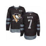 Men's Adidas Pittsburgh Penguins #7 Paul Martin Authentic Black 1917-2017 100th Anniversary NHL Jersey