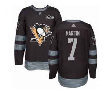 Men's Adidas Pittsburgh Penguins #7 Paul Martin Authentic Black 1917-2017 100th Anniversary NHL Jersey