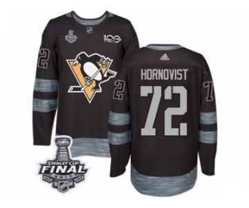 Men's Adidas Pittsburgh Penguins #72 Patric Hornqvist Premier Black 1917-2017 100th Anniversary 2017 Stanley Cup Final NHL Jersey