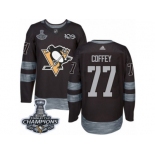 Men's Adidas Pittsburgh Penguins #77 Paul Coffey Premier Black 1917-2017 100th Anniversary 2017 Stanley Cup Champions NHL Jersey