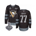 Men's Adidas Pittsburgh Penguins #77 Paul Coffey Premier Black 1917-2017 100th Anniversary 2017 Stanley Cup Final NHL Jersey