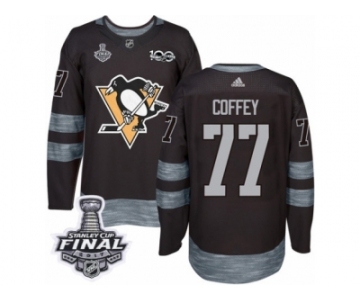 Men's Adidas Pittsburgh Penguins #77 Paul Coffey Premier Black 1917-2017 100th Anniversary 2017 Stanley Cup Final NHL Jersey