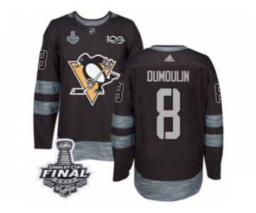 Men's Adidas Pittsburgh Penguins #8 Brian Dumoulin Premier Black 1917-2017 100th Anniversary 2017 Stanley Cup Final NHL Jersey