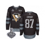 Men's Adidas Pittsburgh Penguins #87 Sidney Crosby Premier Black 1917-2017 100th Anniversary 2017 Stanley Cup Final NHL Jersey