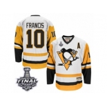 Men's CCM Pittsburgh Penguins #10 Ron Francis Authentic White Throwback 2017 Stanley Cup Final NHL Jersey