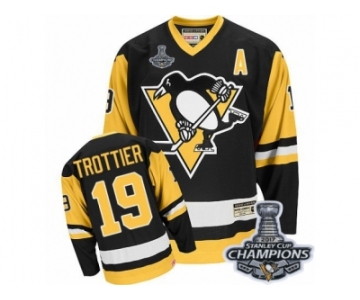 Men's CCM Pittsburgh Penguins #19 Bryan Trottier Authentic Black Throwback 2017 Stanley Cup Champions NHL Jersey