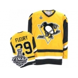 Men's CCM Pittsburgh Penguins #29 Marc-Andre Fleury Authentic Gold Throwback 2017 Stanley Cup Final NHL Jersey