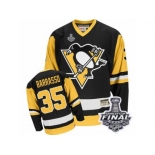 Men's CCM Pittsburgh Penguins #35 Tom Barrasso Authentic Black Throwback 2017 Stanley Cup Final NHL Jersey