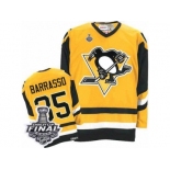 Men's CCM Pittsburgh Penguins #35 Tom Barrasso Authentic Yellow Throwback 2017 Stanley Cup Final NHL Jersey