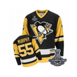 Men's CCM Pittsburgh Penguins #55 Larry Murphy Premier Black Throwback 2017 Stanley Cup Champions NHL Jersey