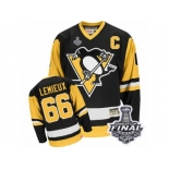 Men's CCM Pittsburgh Penguins #66 Mario Lemieux Authentic Black Throwback 2017 Stanley Cup Final NHL Jersey