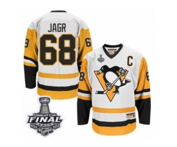 Men's CCM Pittsburgh Penguins #68 Jaromir Jagr Authentic White Throwback 2017 Stanley Cup Final NHL Jersey