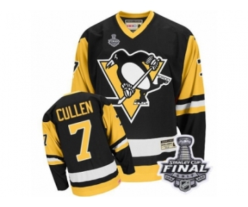 Men's CCM Pittsburgh Penguins #7 Matt Cullen Authentic Black Throwback 2017 Stanley Cup Final NHL Jersey