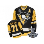 Men's CCM Pittsburgh Penguins #71 Evgeni Malkin Authentic Black Throwback 2017 Stanley Cup Champions NHL Jersey