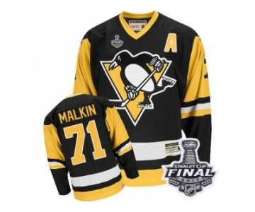 Men's CCM Pittsburgh Penguins #71 Evgeni Malkin Authentic Black Throwback 2017 Stanley Cup Final NHL Jersey