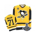 Men's CCM Pittsburgh Penguins #71 Evgeni Malkin Authentic Gold Throwback 2017 Stanley Cup Champions NHL Jersey