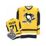 Men's CCM Pittsburgh Penguins #71 Evgeni Malkin Authentic Gold Throwback 2017 Stanley Cup Final NHL Jersey