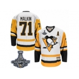 Men's CCM Pittsburgh Penguins #71 Evgeni Malkin Premier White Throwback 2017 Stanley Cup Champions NHL Jersey