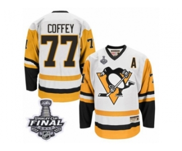 Men's CCM Pittsburgh Penguins #77 Paul Coffey Authentic White Throwback 2017 Stanley Cup Final NHL Jersey