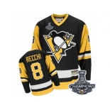 Men's CCM Pittsburgh Penguins #8 Mark Recchi Authentic Black Throwback 2017 Stanley Cup Champions NHL Jersey