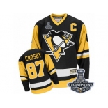 Men's CCM Pittsburgh Penguins #87 Sidney Crosby Authentic Black Throwback 2017 Stanley Cup Champions NHL Jersey